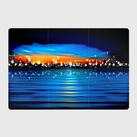 Магнитный плакат 3Х2 Вечерний город: в Ухте, Полимерный материал с магнитным слоем | 6 деталей размером 9*9 см | закат | пейзаж | яркий