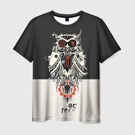 Мужская футболка 3D с принтом Owl в Ухте, 100% полиэфир | прямой крой, круглый вырез горловины, длина до линии бедер | Тематика изображения на принте: three days grace
