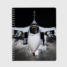 Тетрадь с принтом Истребитель в Ухте, 100% бумага | 48 листов, плотность листов — 60 г/м2, плотность картонной обложки — 250 г/м2. Листы скреплены сбоку удобной пружинной спиралью. Уголки страниц и обложки скругленные. Цвет линий — светло-серый
 | самолет