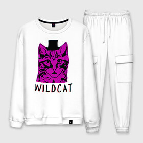 Мужской костюм хлопок с принтом wildcat в Ухте, 100% хлопок | на свитшоте круглая горловина, мягкая резинка по низу. Брюки заужены к низу, на них два вида карманов: два “обычных” по бокам и два объемных, с клапанами, расположенные ниже линии бедра. Брюки с мягкой трикотажной резинкой на поясе и по низу штанин. В поясе для дополнительного комфорта — широкие завязки | cat | gta | gtaonline | wildcat | кот