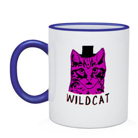 Кружка двухцветная с принтом wildcat в Ухте, керамика | объем — 330 мл, диаметр — 80 мм. Цветная ручка и кайма сверху, в некоторых цветах — вся внутренняя часть | cat | gta | gtaonline | wildcat | кот