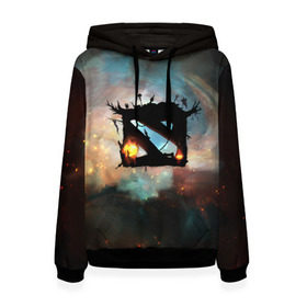Женская толстовка 3D с принтом Dota II в Ухте, 100% полиэстер  | двухслойный капюшон со шнурком для регулировки, мягкие манжеты на рукавах и по низу толстовки, спереди карман-кенгуру с мягким внутренним слоем. | dota | дота | дота2 | космос | лого
