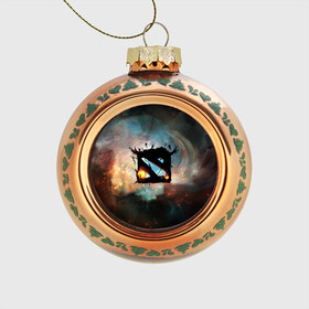 Стеклянный ёлочный шар с принтом Dota II в Ухте, Стекло | Диаметр: 80 мм | dota | дота | дота2 | космос | лого