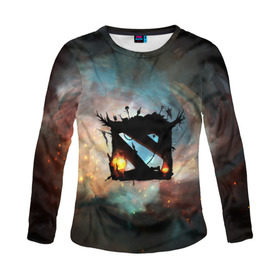 Женский лонгслив 3D с принтом Dota II в Ухте, 100% полиэстер | длинные рукава, круглый вырез горловины, полуприлегающий силуэт | dota | дота | дота2 | космос | лого