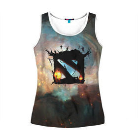 Женская майка 3D с принтом Dota II в Ухте, 100% полиэстер | круглая горловина, прямой силуэт, длина до линии бедра | dota | дота | дота2 | космос | лого