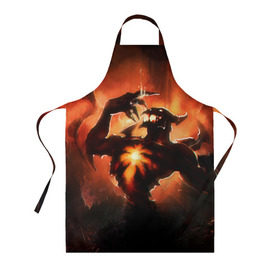 Фартук 3D с принтом Shadow Fiend в Ухте, 100% полиэстер | общий размер — 65 х 85 см, ширина нагрудника — 26 см, горловина — 53 см, длина завязок — 54 см, общий обхват в поясе — 173 см. Принт на завязках и на горловине наносится с двух сторон, на основной части фартука — только с внешней стороны | дота | дота2