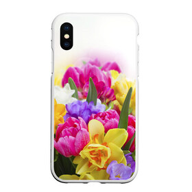 Чехол для iPhone XS Max матовый с принтом Нежность в Ухте, Силикон | Область печати: задняя сторона чехла, без боковых панелей | желтый | красный | любовь | новинки | подарок | розы | сердце | текстура | тюльпаны | цветы