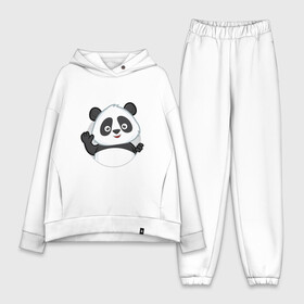 Женский костюм хлопок Oversize с принтом Привет, я панда в Ухте,  |  | Тематика изображения на принте: бамбук | животное | медведь