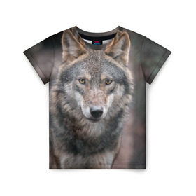 Детская футболка 3D с принтом Волк - санитар леса в Ухте, 100% гипоаллергенный полиэфир | прямой крой, круглый вырез горловины, длина до линии бедер, чуть спущенное плечо, ткань немного тянется | серый
