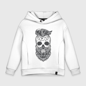 Детское худи Oversize хлопок с принтом Бородатый череп в Ухте, френч-терри — 70% хлопок, 30% полиэстер. Мягкий теплый начес внутри —100% хлопок | боковые карманы, эластичные манжеты и нижняя кромка, капюшон на магнитной кнопке | арт | борода | мертвец | прикольные | скелет | усы | череп