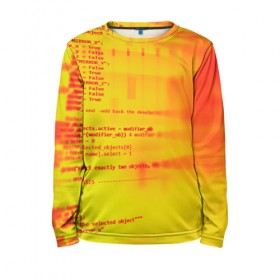 Детский лонгслив 3D Компьютерный код: в Ухте, 100% полиэстер | длинные рукава, круглый вырез горловины, полуприлегающий силуэт
 | желтый | кибер | код | оранжевый | прога