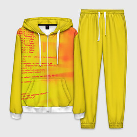 Мужской костюм 3D с принтом Компьютерный код в Ухте, 100% полиэстер | Манжеты и пояс оформлены тканевой резинкой, двухслойный капюшон со шнурком для регулировки, карманы спереди | желтый | кибер | код | оранжевый | прога