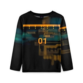 Детский лонгслив 3D hi-tech: в Ухте, 100% полиэстер | длинные рукава, круглый вырез горловины, полуприлегающий силуэт
 | кибер | схема | темный | хай тек