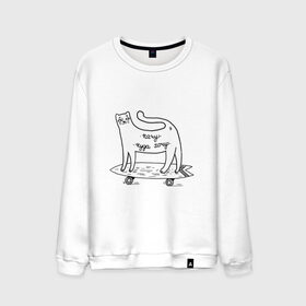 Мужской свитшот хлопок с принтом кот скейтер в Ухте, 100% хлопок |  | Тематика изображения на принте: cat | longboard | sk8 | skate | кот | кошка | лонгборд | райдер