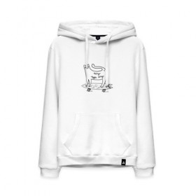 Мужская толстовка хлопок с принтом кот скейтер в Ухте, френч-терри, мягкий теплый начес внутри (100% хлопок) | карман-кенгуру, эластичные манжеты и нижняя кромка, капюшон с подкладом и шнурком | Тематика изображения на принте: cat | longboard | sk8 | skate | кот | кошка | лонгборд | райдер