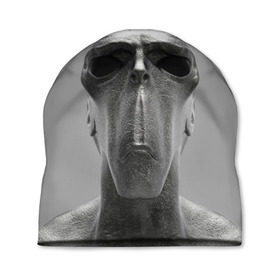 Шапка 3D с принтом Гуманоид в Ухте, 100% полиэстер | универсальный размер, печать по всей поверхности изделия | head | humanoid | sculpture | голова | идол | инопланетянин | истукан | космос | скульптура | статуя
