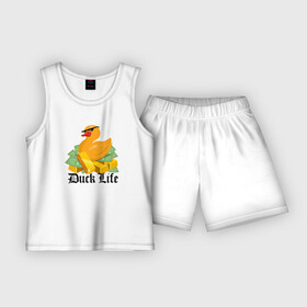 Детская пижама с шортами хлопок с принтом Duck Life в Ухте,  |  | duck | ducklife | life | thuglife | утка | уточка