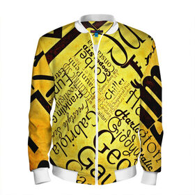 Мужской бомбер 3D с принтом Newspaper в Ухте, 100% полиэстер | застегивается на молнию, по бокам два кармана без застежек, по низу бомбера и на воротнике - эластичная резинка | 3d | буквы | газета | другие | много | прикольные | разные | текстуры | яркие