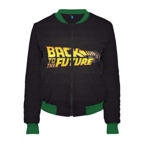 Женский бомбер 3D с принтом Назад в будущее в Ухте, 100% полиэстер | застегивается на молнию, по бокам два кармана без застежек, мягкие манжеты, по низу бомбера и на воротнике — эластичная резинка | back | future | to the | машина времени | фантастика