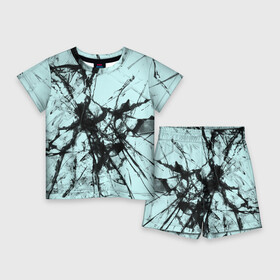 Детский костюм с шортами 3D с принтом Стекло в Ухте,  |  | Тематика изображения на принте: абстракция | грязь | оригинал | стекло | трещины