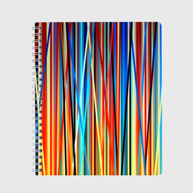Тетрадь с принтом Colored stripes в Ухте, 100% бумага | 48 листов, плотность листов — 60 г/м2, плотность картонной обложки — 250 г/м2. Листы скреплены сбоку удобной пружинной спиралью. Уголки страниц и обложки скругленные. Цвет линий — светло-серый
 | 3d | colored stripes | абстракция | другие | картинка | краски | линии | отблеск | полосы | прикольные | радуга | свет | цветные | яркие