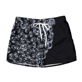 Женские шорты 3D с принтом Алмазы в Ухте, 100% полиэстер | прямой крой, два кармана без застежек по бокам. Мягкая трикотажная резинка на поясе, внутри которой широкие завязки. Длина до середины бедра | алмаз | алмаз для резки стекла | бриллиант | бубны | диамант | прикольные | ромб