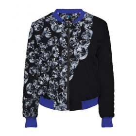 Женский бомбер 3D с принтом Алмазы в Ухте, 100% полиэстер | застегивается на молнию, по бокам два кармана без застежек, мягкие манжеты, по низу бомбера и на воротнике — эластичная резинка | алмаз | алмаз для резки стекла | бриллиант | бубны | диамант | прикольные | ромб