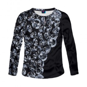 Женский лонгслив 3D с принтом Алмазы в Ухте, 100% полиэстер | длинные рукава, круглый вырез горловины, полуприлегающий силуэт | алмаз | алмаз для резки стекла | бриллиант | бубны | диамант | прикольные | ромб