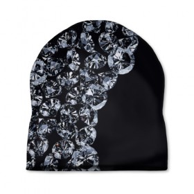 Шапка 3D с принтом Алмазы в Ухте, 100% полиэстер | универсальный размер, печать по всей поверхности изделия | алмаз | алмаз для резки стекла | бриллиант | бубны | диамант | прикольные | ромб