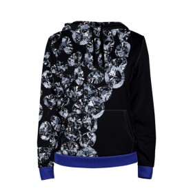 Женская толстовка 3D с принтом Алмазы в Ухте, 100% полиэстер  | двухслойный капюшон со шнурком для регулировки, мягкие манжеты на рукавах и по низу толстовки, спереди карман-кенгуру с мягким внутренним слоем. | алмаз | алмаз для резки стекла | бриллиант | бубны | диамант | прикольные | ромб