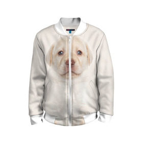 Детский бомбер 3D с принтом Лабрадор в Ухте, 100% полиэстер | застегивается на молнию, по бокам два кармана без застежек, мягкие манжеты, по низу бомбера и на воротнике — эластичная резинка | dog | labrador | puppy | порода | собака | собачка | щенок