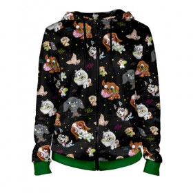 Женская толстовка 3D на молнии с принтом Ugly Dogs 2 в Ухте, 100% полиэстер | длина до линии бедра, манжеты и пояс оформлены мягкой тканевой резинкой, двухслойный капюшон со шнурком для регулировки, спереди молния, по бокам два кармана | crazy | dog | собака | собачка | ужас | уродцы