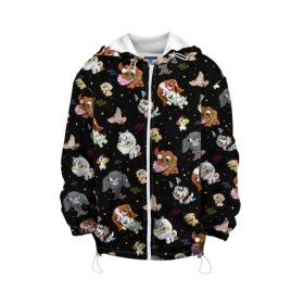 Детская куртка 3D с принтом Ugly Dogs 2 в Ухте, 100% полиэстер | застежка — молния, подол и капюшон оформлены резинкой с фиксаторами, по бокам — два кармана без застежек, один потайной карман на груди, плотность верхнего слоя — 90 г/м2; плотность флисового подклада — 260 г/м2 | crazy | dog | собака | собачка | ужас | уродцы