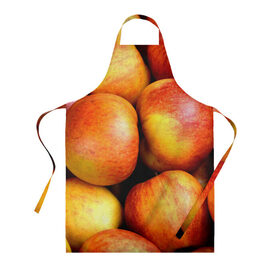 Фартук 3D с принтом Яблоки в Ухте, 100% полиэстер | общий размер — 65 х 85 см, ширина нагрудника — 26 см, горловина — 53 см, длина завязок — 54 см, общий обхват в поясе — 173 см. Принт на завязках и на горловине наносится с двух сторон, на основной части фартука — только с внешней стороны | 