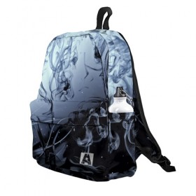 Рюкзак 3D с принтом Abstraction Smoke в Ухте, 100% полиэстер | лямки с регулируемой длиной, сверху петелька, чтобы рюкзак можно было повесить на вешалку. Основное отделение закрывается на молнию, как и внешний карман. Внутри два дополнительных кармана, один из которых закрывается на молнию. По бокам два дополнительных кармашка | дым | серый