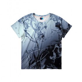 Детская футболка 3D с принтом Abstraction Smoke в Ухте, 100% гипоаллергенный полиэфир | прямой крой, круглый вырез горловины, длина до линии бедер, чуть спущенное плечо, ткань немного тянется | дым | серый