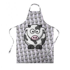 Фартук 3D с принтом Коровки в Ухте, 100% полиэстер | общий размер — 65 х 85 см, ширина нагрудника — 26 см, горловина — 53 см, длина завязок — 54 см, общий обхват в поясе — 173 см. Принт на завязках и на горловине наносится с двух сторон, на основной части фартука — только с внешней стороны | animals | cow | животные | корова