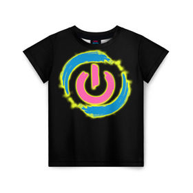 Детская футболка 3D с принтом Вкл/Выкл в Ухте, 100% гипоаллергенный полиэфир | прямой крой, круглый вырез горловины, длина до линии бедер, чуть спущенное плечо, ткань немного тянется | Тематика изображения на принте: power
