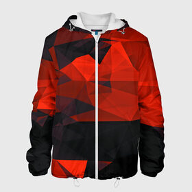 Мужская куртка 3D с принтом Orange polygon в Ухте, ткань верха — 100% полиэстер, подклад — флис | прямой крой, подол и капюшон оформлены резинкой с фиксаторами, два кармана без застежек по бокам, один большой потайной карман на груди. Карман на груди застегивается на липучку | Тематика изображения на принте: 