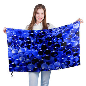 Флаг 3D с принтом Шарики в Ухте, 100% полиэстер | плотность ткани — 95 г/м2, размер — 67 х 109 см. Принт наносится с одной стороны | марблс | синий | стекло | фото