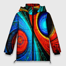 Женская зимняя куртка 3D с принтом Двойной фрактал в Ухте, верх — 100% полиэстер; подкладка — 100% полиэстер; утеплитель — 100% полиэстер | длина ниже бедра, силуэт Оверсайз. Есть воротник-стойка, отстегивающийся капюшон и ветрозащитная планка. 

Боковые карманы с листочкой на кнопках и внутренний карман на молнии | абстракция | цветные | яркие