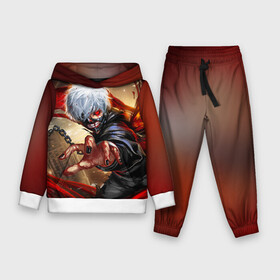 Детский костюм 3D (с толстовкой) с принтом Blood Канеки в Ухте,  |  | anime | ghoul | tokyo | tokyo ghoul | гуль | канеки