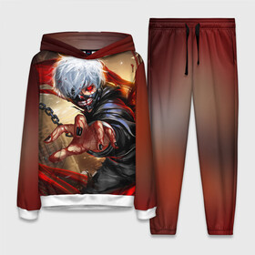 Женский костюм 3D (с толстовкой) с принтом Blood Канеки в Ухте,  |  | anime | ghoul | tokyo | tokyo ghoul | гуль | канеки