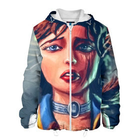 Мужская куртка 3D с принтом BioShock Infinite в Ухте, ткань верха — 100% полиэстер, подклад — флис | прямой крой, подол и капюшон оформлены резинкой с фиксаторами, два кармана без застежек по бокам, один большой потайной карман на груди. Карман на груди застегивается на липучку | Тематика изображения на принте: elizabeth | биошок | элизабет