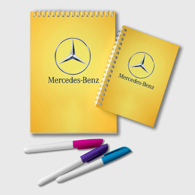 Блокнот с принтом Yellow Benz в Ухте, 100% бумага | 48 листов, плотность листов — 60 г/м2, плотность картонной обложки — 250 г/м2. Листы скреплены удобной пружинной спиралью. Цвет линий — светло-серый
 | car | mercedes | авто | мерседес