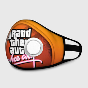 Маска из неопрена с принтом GTA в Ухте, неопрен 100% | Форма огибающая нос. Резинки для ушей с дополнительной резинкой на затылке. Клапан для выдоха для активного дыхания при занятиях спортом. Эластичный материал маски и окантовки для лучшего растяжения и прилегания маски.  | grand theft auto | gta | vice city | вайс сити | гта
