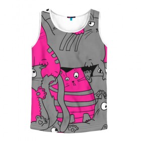 Мужская майка 3D с принтом Кот2 в Ухте, 100% полиэстер | круглая горловина, приталенный силуэт, длина до линии бедра. Пройма и горловина окантованы тонкой бейкой | 