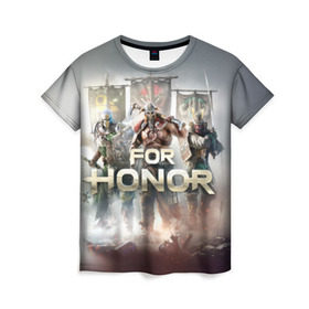 Женская футболка 3D с принтом For honor 4 в Ухте, 100% полиэфир ( синтетическое хлопкоподобное полотно) | прямой крой, круглый вырез горловины, длина до линии бедер | for honor | honor | samurai | templar | viking | vikings | викинг | крестоносец | самурай | тамплиер