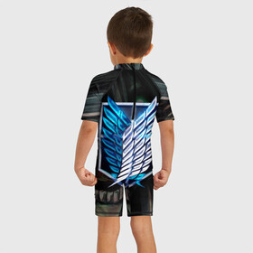 Детский купальный костюм 3D с принтом Ужасный титан в Ухте, Полиэстер 85%, Спандекс 15% | застежка на молнии на спине | attack on titan | атака титанов | вторжение гигантов | вторжение титанов | гиганты | титаны | эрен