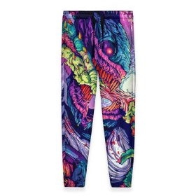 Женские брюки 3D с принтом Hyper beast в Ухте, полиэстер 100% | прямой крой, два кармана без застежек по бокам, с мягкой трикотажной резинкой на поясе и по низу штанин. В поясе для дополнительного комфорта — широкие завязки | counter strike | cs | cs go | global offensive | hyper beast | гипер зверь | гиперзверь | контр страйк | контра | кс | тату | татуировка | яркая